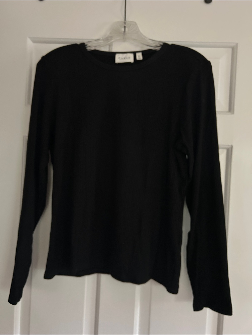 Cyrus Black Ribbed Crew Neck Long Sleeve Top